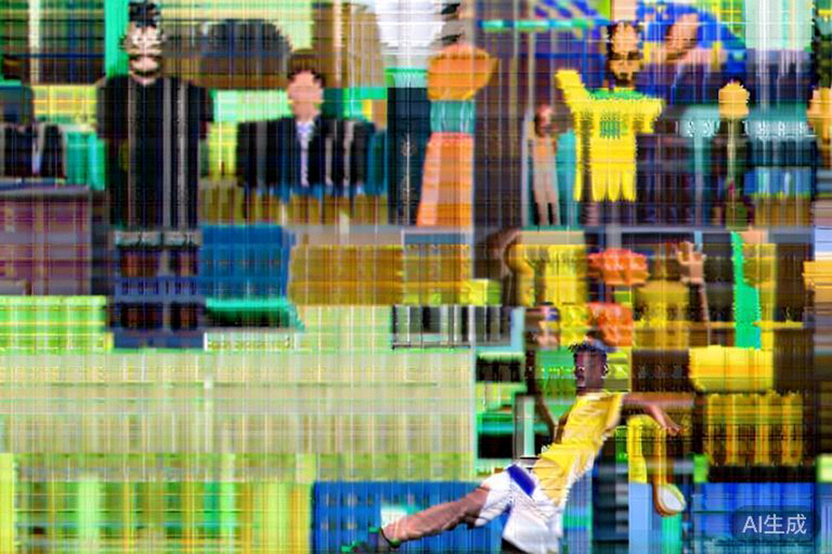 内马尔打入第一粒进球后，张开双臂奔跑庆祝，巴西队友纷纷上前拥抱