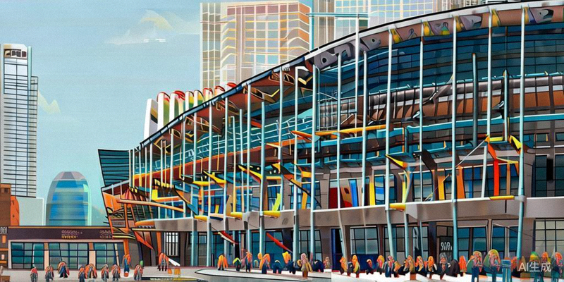 美国纽约大都会人寿体育场外部正在进行2026世界杯相关的设施升级和外观改造工程