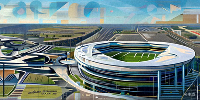 2026世界杯主办城市之一洛杉矶的索菲体育场航拍全景