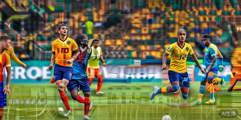 B组一场南美与非洲球队的对决中，双方球员在高速奔跑中争夺球权，场面激烈
