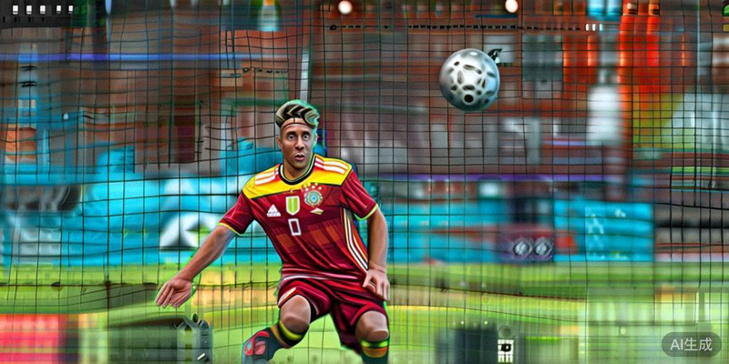 德国队球员在比赛中进行高位逼抢，试图夺回球权