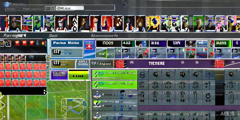 足球经理游戏界面，显示球员选择和数据统计