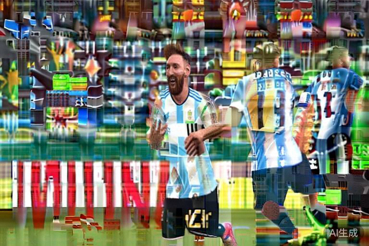 2026世界杯小组赛阿根廷对阵巴西，梅西在进球后与队友劳塔罗·马丁内斯激情庆祝的场面