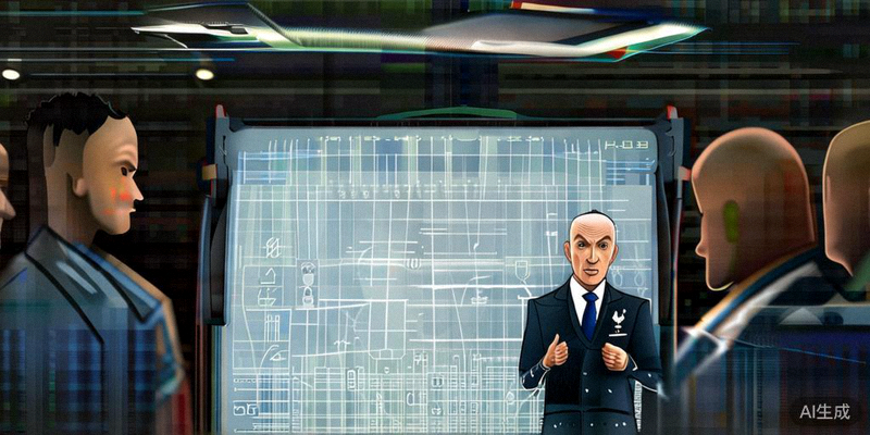 法国国家队主教练德尚在战术板前向姆巴佩、格列兹曼等球员讲解战术