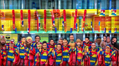 哥伦比亚国家队在2026世界杯四分之一决赛前的全家福合影，球员们信心满满