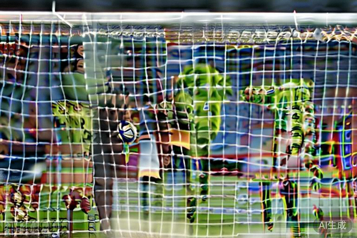 亚洲球队球员在禁区内组成密集的防守人墙，成功封堵了卫冕冠军一次极有威胁的射门