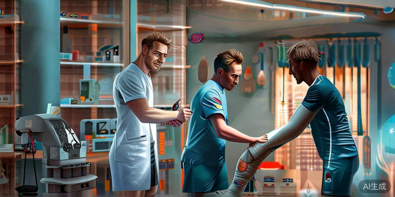 队医和理疗师正在为一名国脚进行详细的伤病检查和康复训练