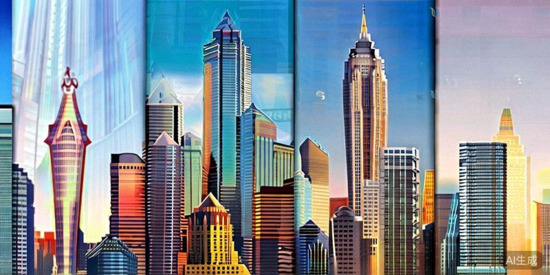 美国纽约、洛杉矶、达拉斯等承办城市的标志性天际线景观