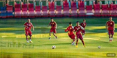 西班牙国家男子足球队在巴塞罗那进行技术训练