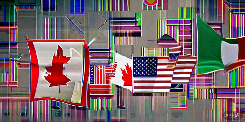 美国、加拿大、墨西哥三国球迷在体育场内共同挥舞旗帜助威