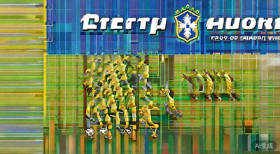 巴西国家男子足球队在训练场上进行战术演练，球员们身穿黄色训练服