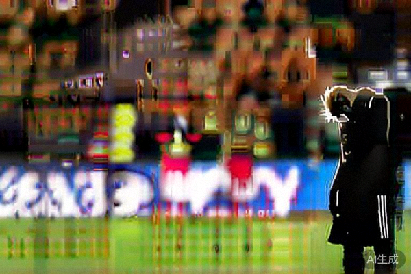 梅西在终场哨响后低头不语，神情落寞，背景是庆祝的葡萄牙球员