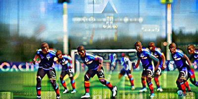 法国国家男子足球队在训练中演练战术，球员们专注投入的场景