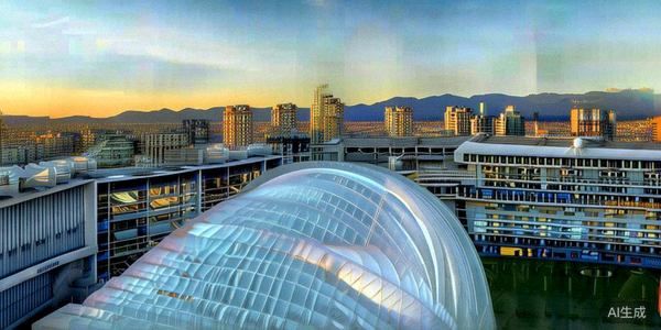 温哥华BC Place体育场白色的充气穹顶和城市背景