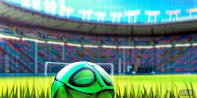 2026世界杯官方用球在绿茵场上滚动，背景是模糊的观众席