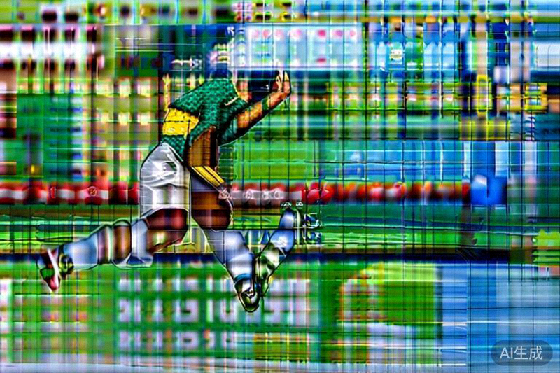 巴西球星维尼修斯在进球后张开双臂，面向看台激情庆祝的画面