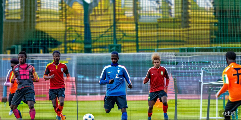 来自亚洲和非洲的多支国家队在欧洲进行联合训练和热身赛，球员们在场上积极拼抢