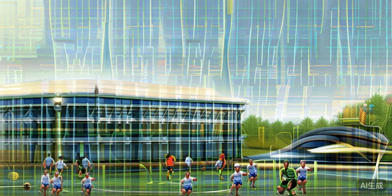 社区青少年在已建成的世界杯训练场上踢球，背景是现代化的体育场馆