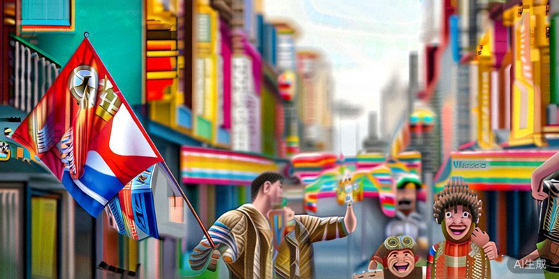 一家球迷在2026世界杯主办城市旅行，手持国旗和门票的欢乐场景