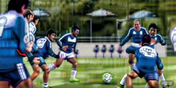 日本国家男子足球队在训练场上进行高强度对抗训练，主教练森保一在场边指导