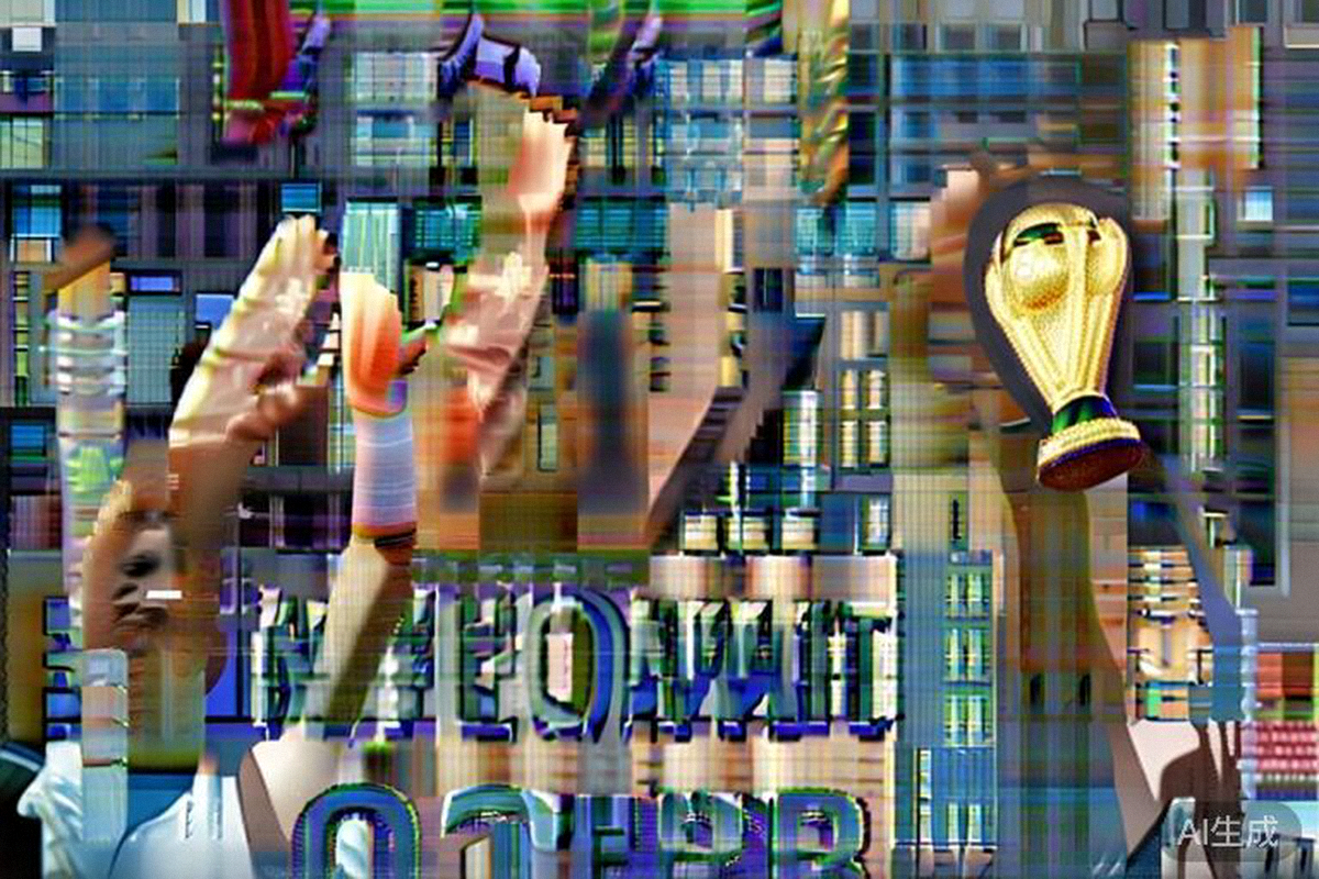 2026世界杯决赛结束后，阿根廷队队长梅西高举大力神杯，全队簇拥庆祝夺冠的辉煌全景