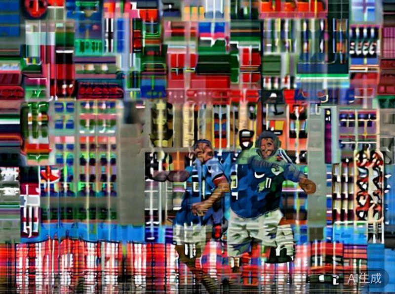 2026世界杯十六强赛，法国队球员姆巴佩在进球后与队友激情庆祝的场面